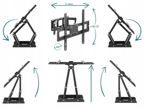 Extra Mocny Obrotowy Uchwyt do Telewizora Wieszak TV 25-70 cali Uniwersalny na Arena.pl