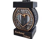 CÓRKA CÓRCE ZNICZ LAMPION NA GRÓB KOŁO RTN SERCE RAMA ZŁOT+ŚWIECA LED CZARN