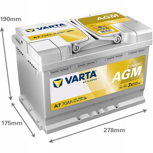 AKUMULATOR SAMOCHODOWY VARTA SILVER AGM E39 START-STOP 70AH 760A A7 zdjęcie 4