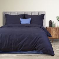 Pościel Bawełniana 220X200 Satyna Pasy Navy Blue