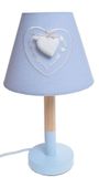 Lampa drewniana z sercem błękitna mała