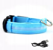 Obroża dla zwierząt PSÓW LED Wodoszczelna na USB Kabel NIEBIESKA XL