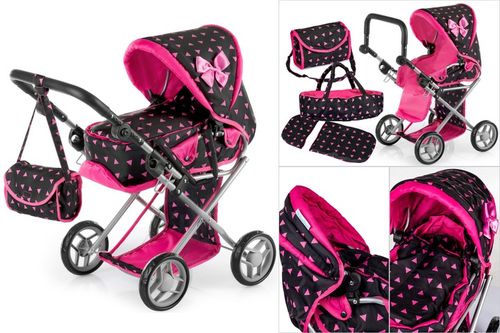WÓZEK DLA LALEK GŁĘBOKI SPACERÓWKA GONDOLA 3w1 KINDERPLAY TORBA POŚCIEL na Arena.pl