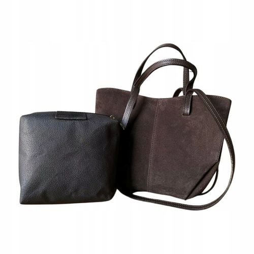 Czekoladowa zamszowa torebka brązowa shopper XL ZAMSZ NATURALNY łódka na Arena.pl