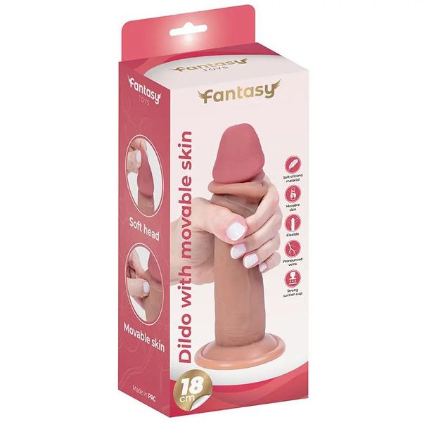 Silicone Dildo With Movable Foreskin 18 Cm zdjęcie 10