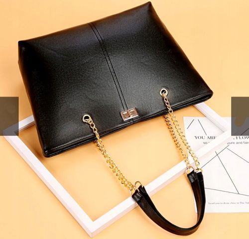 Czarna Damska Skórzana Pojemna Torba A4 Torebka na Arena.pl