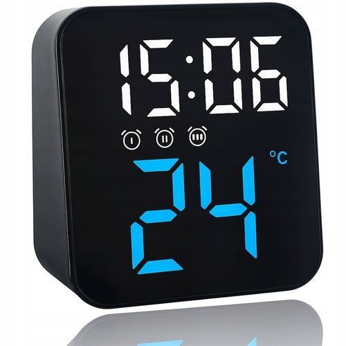 ZEGAR ZEGAREK ELEKTRONICZNY CYFROWY LED STOJĄCY BUDZIK DATA TEMPERATURA na Arena.pl