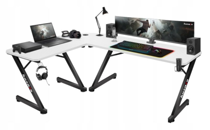 Biurko Gamingowe Narożne Komputerowe Gracza Huzaro zdjęcie 1