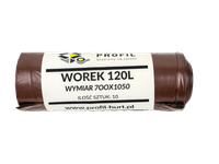 worki na śmieci odpady profil 120l brąz bio 10szt