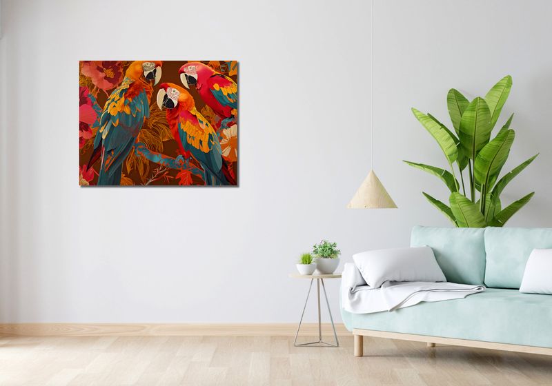 Obraz 90x70cm Kolorowe Ary zdjęcie 2