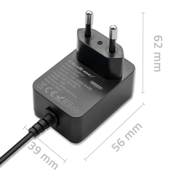 Qoltec Ładowarka Super FAST PD do Raspberry PI 4 USB-C 15W 5V 3A Czarna zdjęcie 9