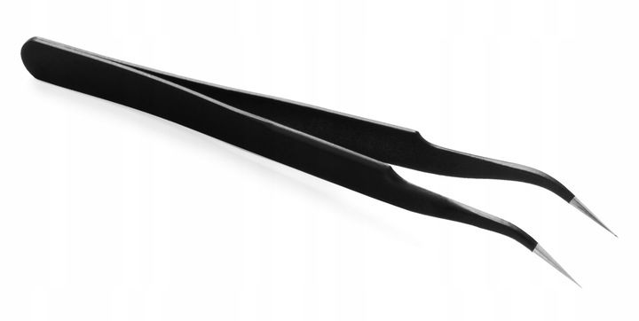 Pęseta Do Rzęs Brwi Czarna Wygięta zdjęcie 3