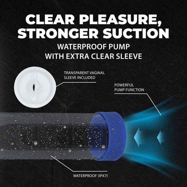 Engage - Automatic Waterproof Penis Pump And Masturbator - Metallic Blue zdjęcie 5