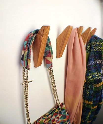 Wieszak na Ubrania do Przedpokoju Drewniany Ścienny Wiszący Brązowy Dębowy na Arena.pl