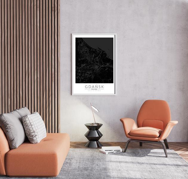 Gdańsk mapa czarna - plakat 29,7x42 cm zdjęcie 3