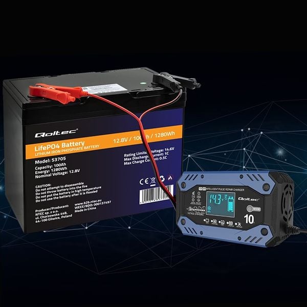 Prostownik ładowarka do akumulatora z funkcją naprawy 12-24V 10A LCD zdjęcie 6