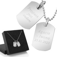 Nieśmiertelniki SREBRNE prezent dla przyjaciółki + GRAWER Prezent urodziny