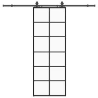 Drzwi przesuwne z zestawem okuć czarne 76x205 cm ESG szkło