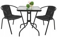 ZESTAW MEBLI OGRODOWYCH TARASU NA BALKON 2x KRZESŁA LORETTO + STÓŁ 60x60