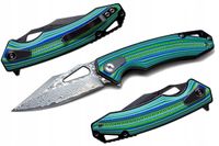 Nóż składany SURVIVAL stal DAMASCEŃSKA Damast scyzoryk etui flipper G10