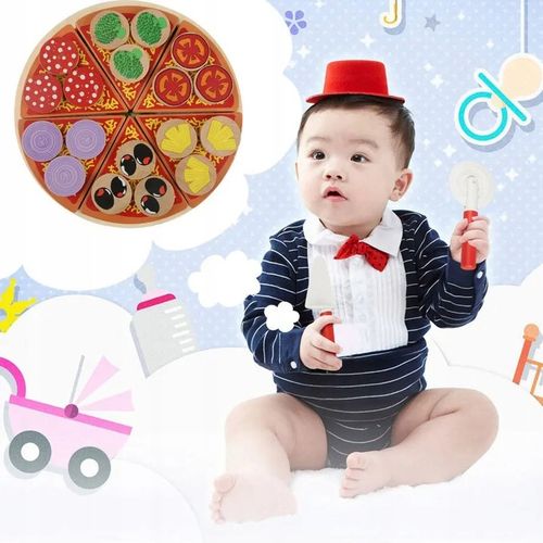 DREWNIANA PIZZA DO KROJENIA UKŁADANKA PIZZY NA RZEP RZEPY AKCESORIA NÓŻ na Arena.pl