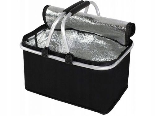 CZARNY KOSZYK PIKNIKOWY DUŻY SKŁADANY SOLIDNY TERMICZNY NA ZAKUPY PIKNIK na Arena.pl