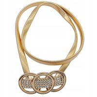 Pasek damski sprężynka 3 kółka na prostokącie z cyrkoniami kolor złoty