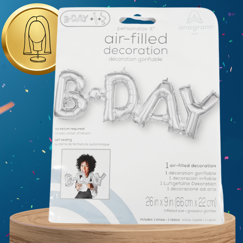 balon foliowy ogromny napis b-day srebrny urodziny 66 cm x 22 cm na Arena.pl