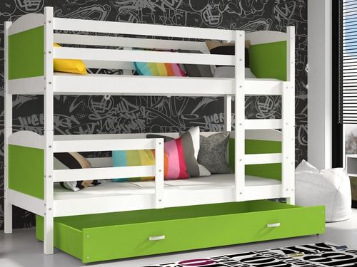 Łóżko MATEUSZ 2 białe Kolor - Błękit na Arena.pl