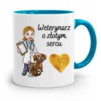Kubek Błękitny Weterynarza O Złotym Sercu Prezent Z Nadrukiem Ze Zdjęciem