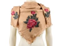 Camelowa Ciepła Chusta Damska Szal Z Wyszywaną Różą Duża Q81
