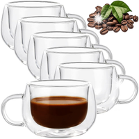 6x SZKLANKI TERMICZNE DO KAWY LATTE ESPRESSO 120ml Z UCHEM ATESTOWANE