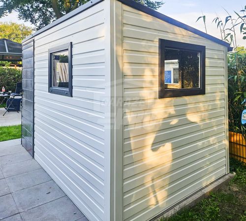 Schowek Domek ogrodowy 3x2m Drzwi 2x okno biały antracyt dach spad  GP428 na Arena.pl