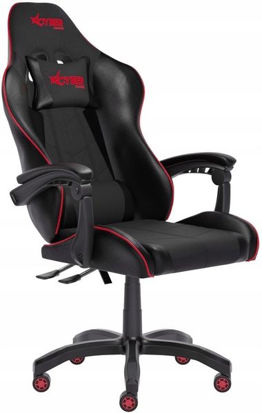 FOTEL GAMINGOWY CYBER CHAIRS SELECT RED - CZARNY - BIUROWY zdjęcie 7