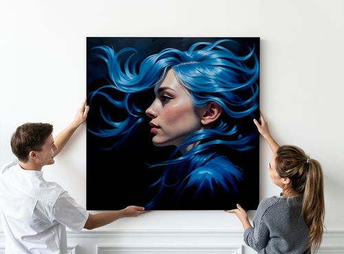 Obraz na płótnie abstrakcja niebieskie włosy 100x100 cm na Arena.pl