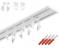 KARNISZ SZYNA SUFITOWA ALUMINIOWA ALU PODWÓJNA BIAŁA 250 CM ŻABKI /