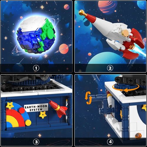 KLOCKI UKŁAD ZIEMIA PLANETA RUCHOMY KOSMOS RAKIETY SAMOLOT LED 554szt 6w1 na Arena.pl