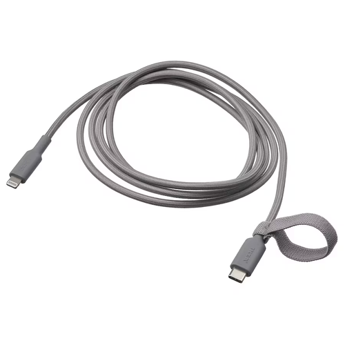 Kabel przewód USB-C Lightning MFi 3A 1,5m 480Mb/s szybki szary LILLHULT na Arena.pl