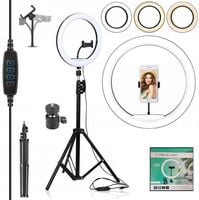 LAMPA PIERŚCIENIOWA+ UCHWYT NA TELEFON, RING LED SELFIE ZE STATYWEM, 80 W
