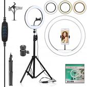 LAMPA PIERŚCIENIOWA+ UCHWYT NA TELEFON, RING LED SELFIE ZE STATYWEM, 80 W
