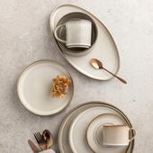 Półmisek porcelanowy owalny Retro Evia kremowy do sushi przystawki ciasto