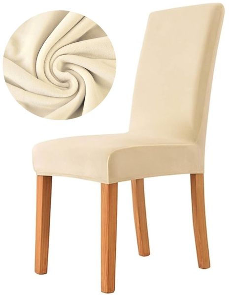 POKROWIEC NA KRZESŁO WELUR PREMIUM AKSAMIT ELASTYCZNY KREMOWY zdjęcie 2