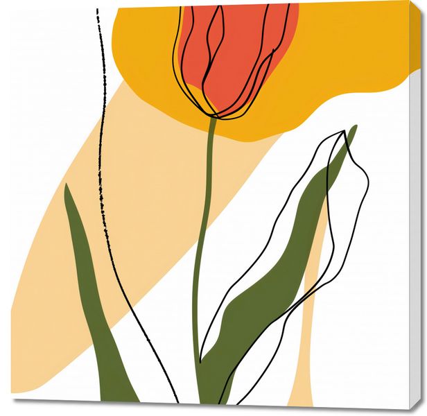 Obraz 100x100cm Przerysowany Tulipan zdjęcie 1