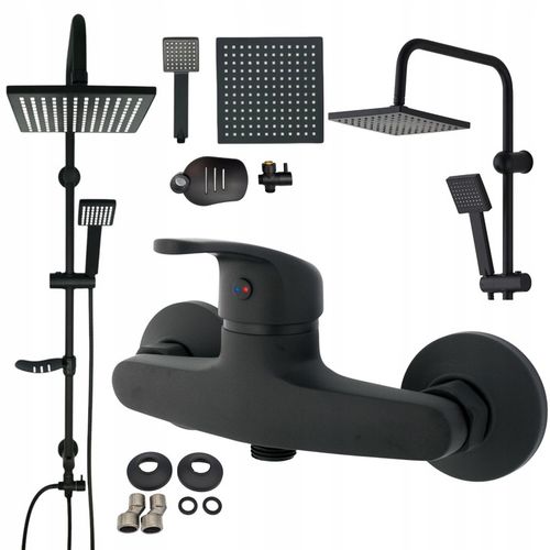 ZESTAW PRYSZNICOWY CZARNY Z DESZCZOWNICA, BATERIA, SŁUCHAWKA NATYNKOWY LOFT na Arena.pl