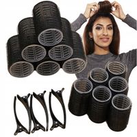 Zestaw Wałki do włosów różne rozmiary + spinki 18el Czarne loki fale SEOL