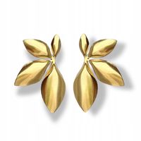 Kolczyki złote w kształcie listka skrzydła eleganckie lekkie sztyfty stal