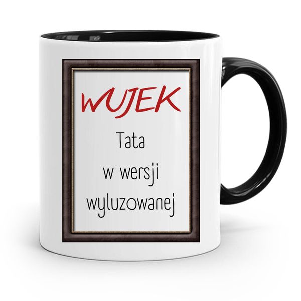 Kubek Czarny Dla Wujka Tata W Wersji Wyluzowanej Z Nadrukiem Ze Zdjęciem zdjęcie 1