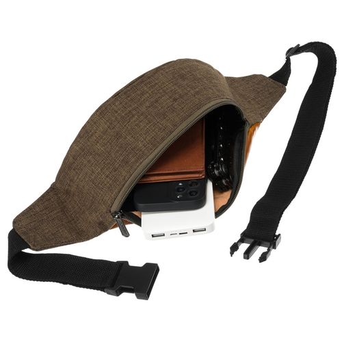 praktyczna saszetka z poliestru w zielono-brązowym kolorze z kieszenią na Arena.pl