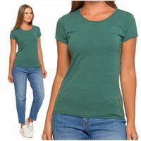 KOSZULKA DAMSKA Bluzka T-Shirt Gładki na Krótki Rękaw Khaki MORAJ L