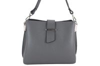 Modny kuferek skórzany damski włoski - Szary ciemny